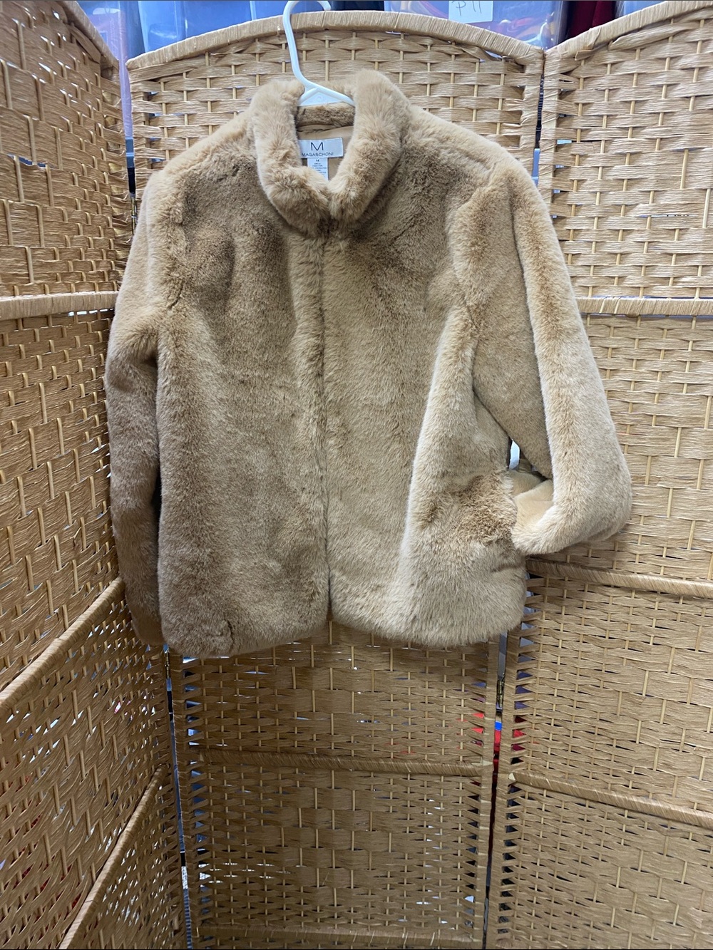 Magaschoni Camel Teddy Jacket - Plush Faux Fur Coat